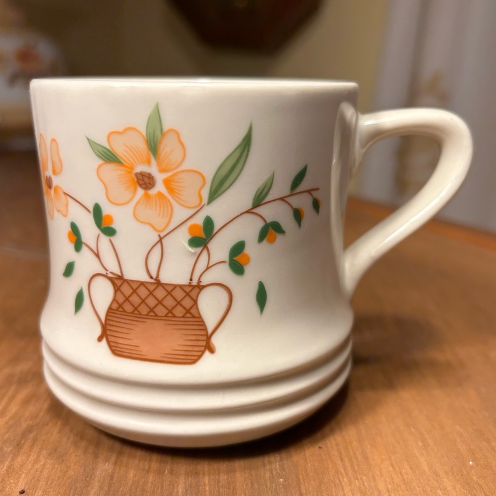 JMP Countryside Stoneware Collection Coffee Mug Floral Japan 1980 Vintage